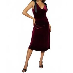 NEW LOST + WANDER adorned virtue midi dress in plum